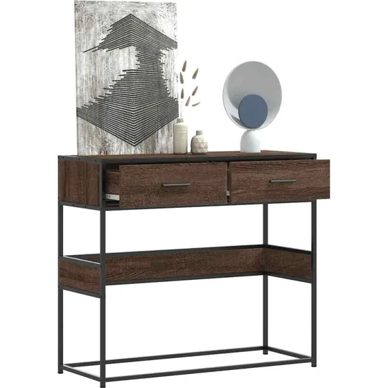 vidaXL Konsolbord 90x35x80 cm Konstrueret Træ Brun