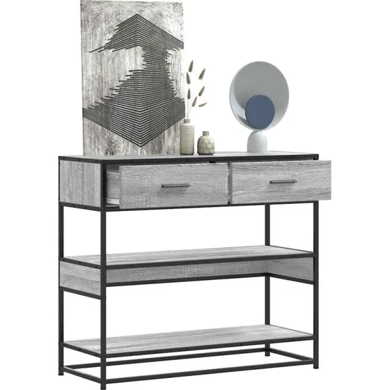 vidaXL Konsolbord 90x35x80 cm Grå Sonoma-Eg Konstrueret Træ