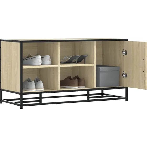 vidaXL Skobænk 100x40x53,5 cm Sonoma-eg, konstrueret træ og metal