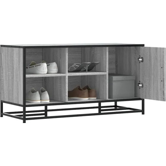 vidaXL Skobænk 100x40x53,5 cm Grå Sonoma-Eg Konstrueret Træ og Metal