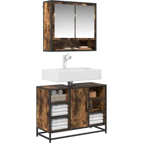 vidaXL Underskab til Håndvask 80x33x60 cm Røget Eg Grå Sonoma
