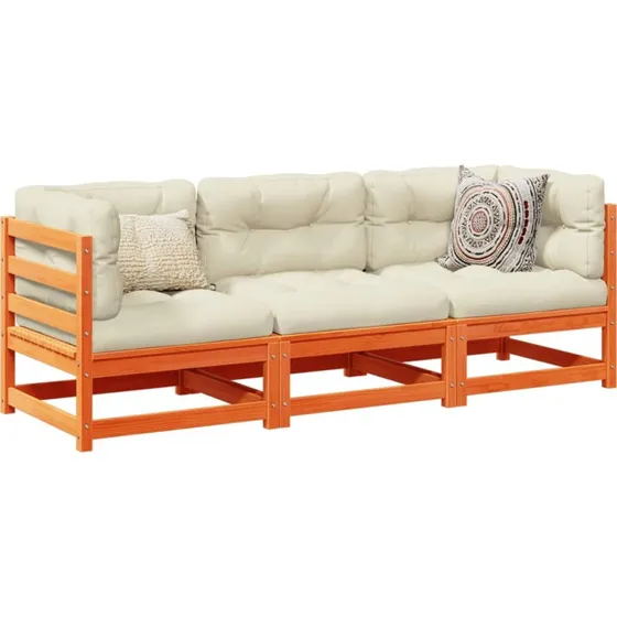 Sofasæt Til Haven 3 Dele Med Hynder Massivt Fyr - Naturlig