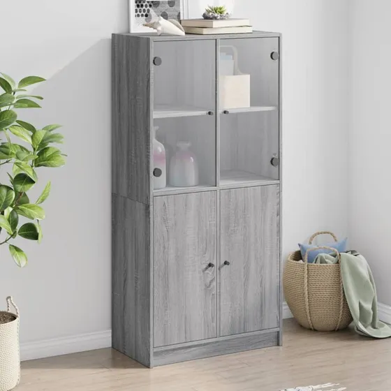 vidaXL Skab med Låger 68x37x142 cm Grå Sonoma-Eg