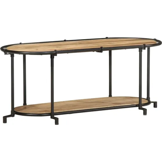 vidaXL tv-bord 100x42x40 cm massivt ru mangotræ med jernstel