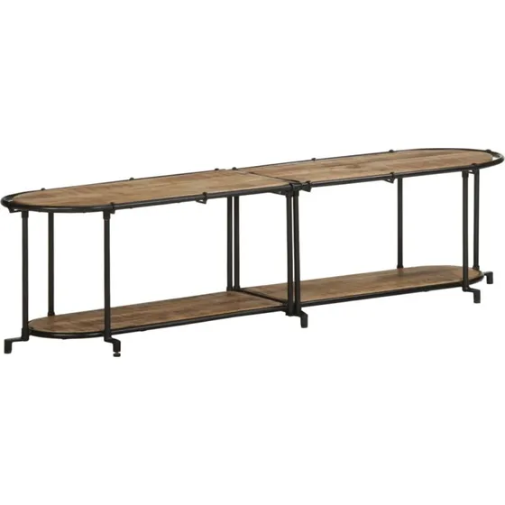 vidaXL tv-bord 160x42x40 cm massivt ru mangotræ med jernstel
