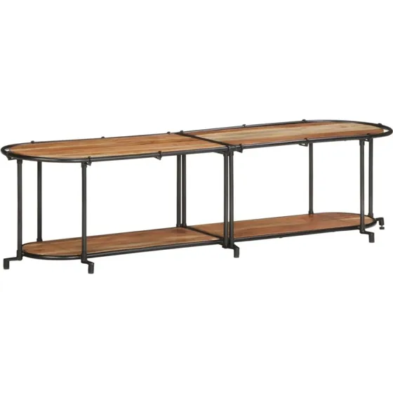 vidaXL tv-bord 160x42x40 cm massivt akacietræ med jernstel