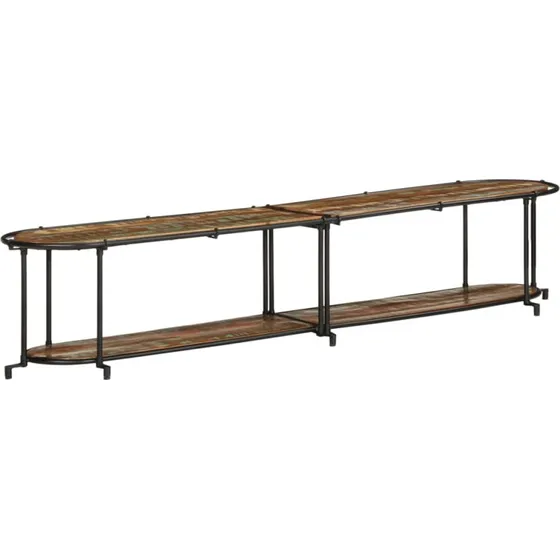 vidaXL tv-bord 200x42x40 cm massivt genbrugstræ med jernstel