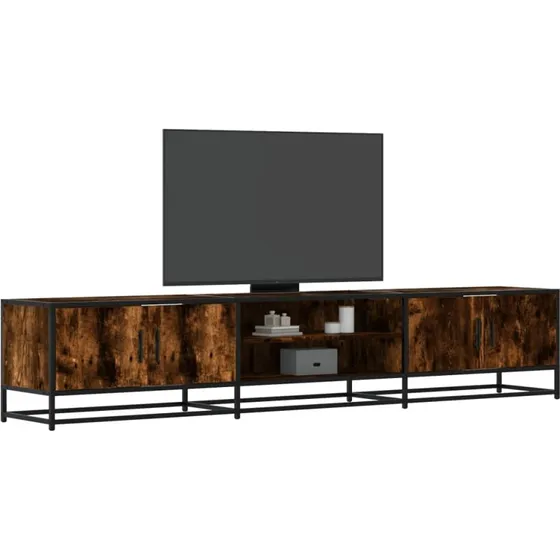 vidaXL tv-bord 210x35x41 cm røget egetræsfarve konstrueret træ og metal