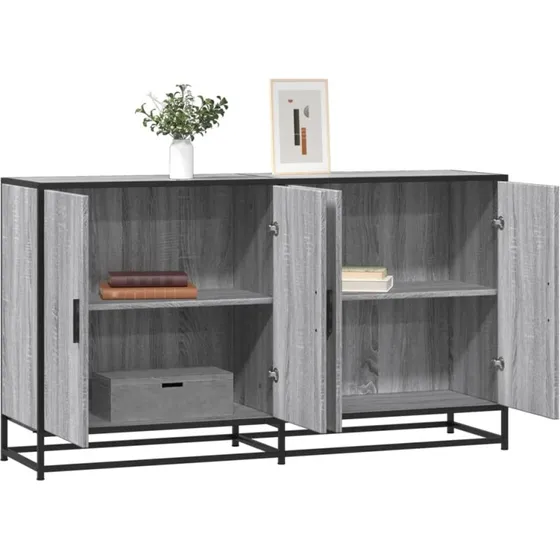 vidaXL Skænk 134x35x76 cm Konstrueret Træ Grå Sonoma-eg