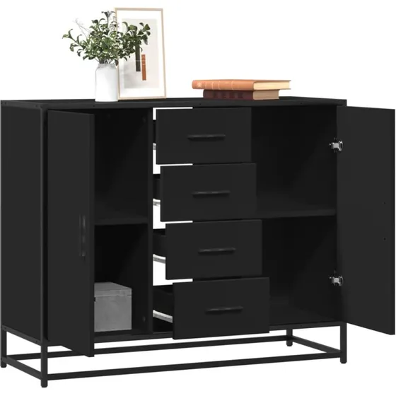 vidaXL Skænk 92x35x76 cm Konstrueret Træ Sort
