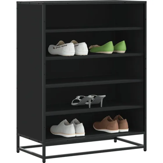 vidaXL Skoskab 75x38x97,5 cm Konstrueret Træ og Metal Sort