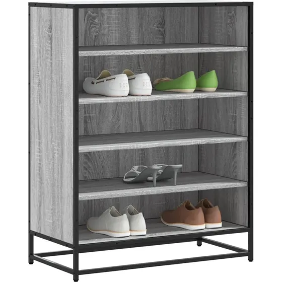 vidaXL Skoskab 75x38x97,5 cm Konstrueret Træ og Metal Grå Sonoma-Eg