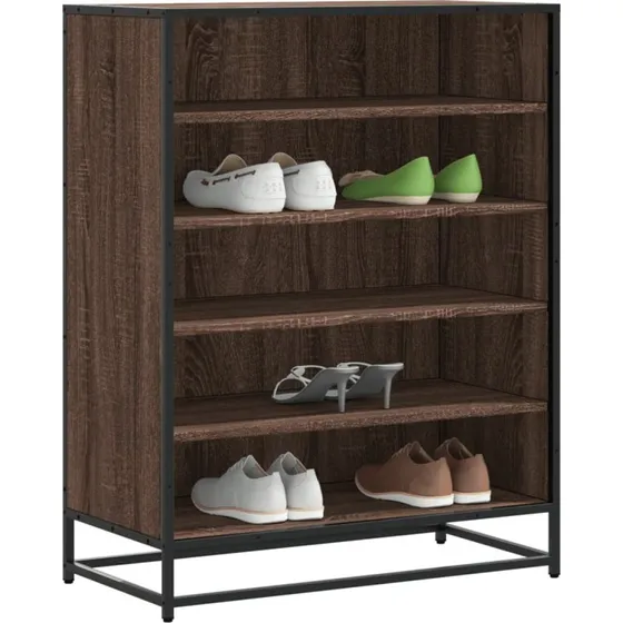 vidaXL Skoskab 75x38x97,5 cm Konstrueret Træ og Metal Brun Egetræ