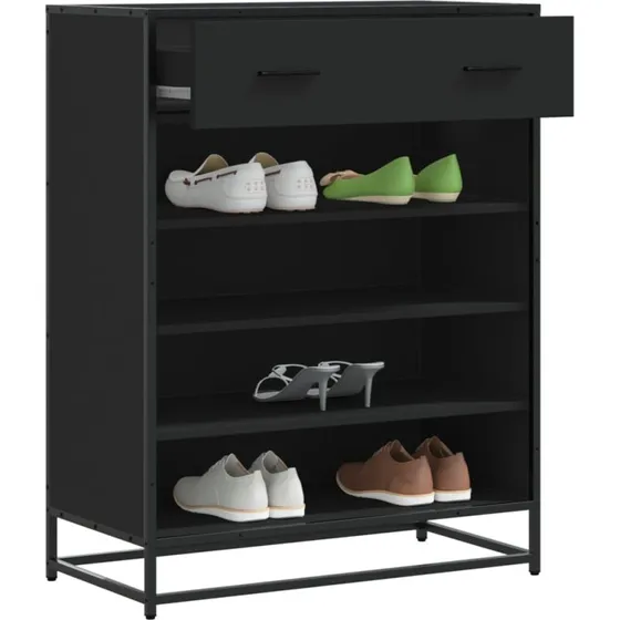 vidaXL Skoskab 75x38x97,5 cm Konstrueret Træ og Metal Sort