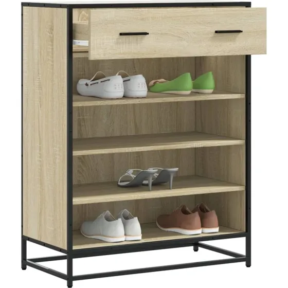 vidaXL Skoskab 75x38x97,5 cm Konstrueret Træ og Metal Sonoma-Eg