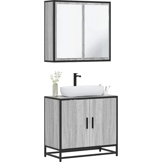 Sonoma-eg møbelsæt 2 dele til badeværelse