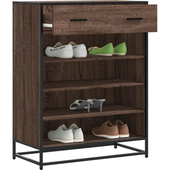 vidaXL Skoskab 75x38x97,5 cm Konstrueret Træ og Metal Brun Egetræ