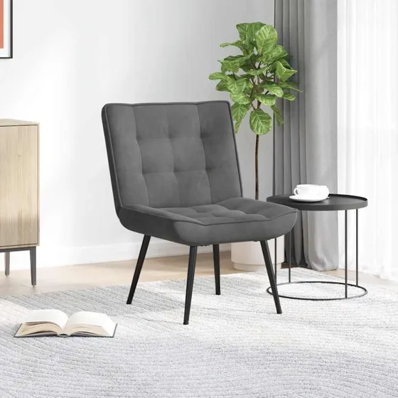 vidaXL Lænestol 64x74x84 cm Fløjl Mørkegrå med Fodskammel