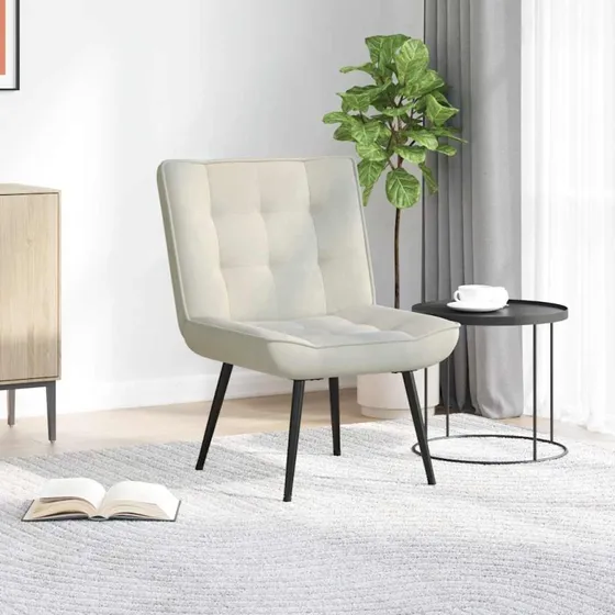 vidaXL Lænestol 64x74x84 cm fløjl creme med fodskammel