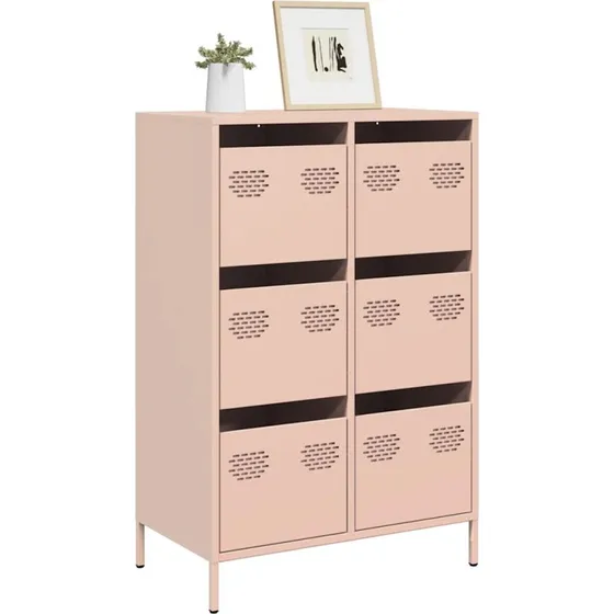vidaXL Skab 68x39x101,5 cm Stål Lyserød