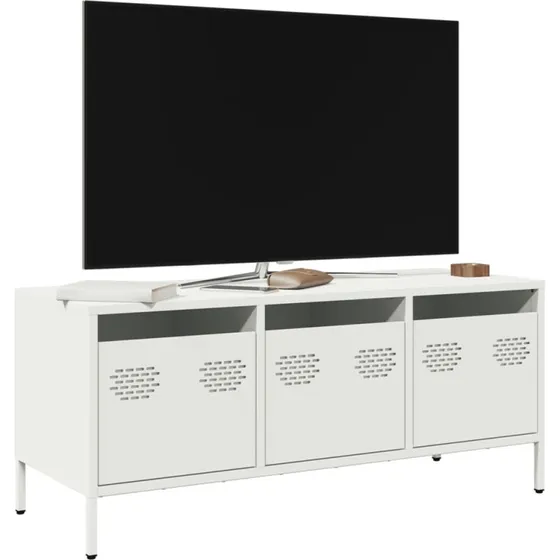 vidaXL tv-bord 101,5x39x43,5 cm koldvalset stål hvid