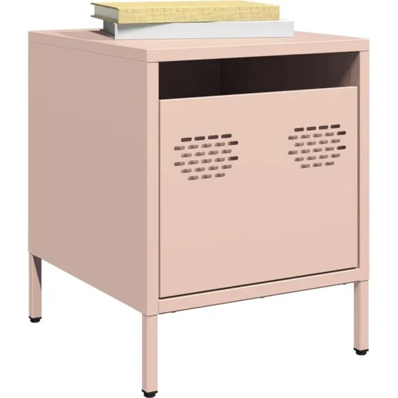 vidaXL Sengeborde 2 stk. 35x39x43,5 cm stål lyserød