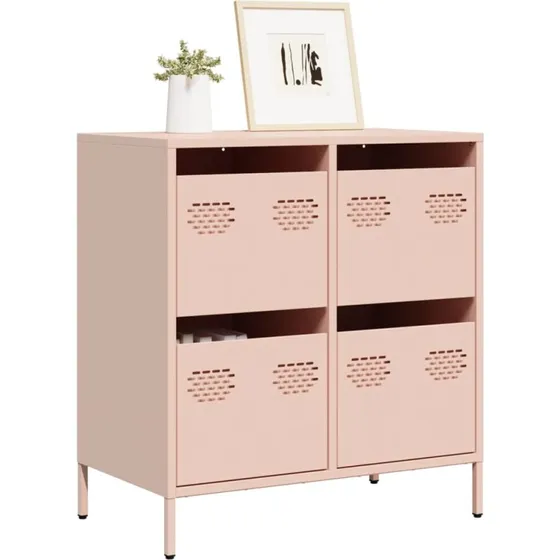 vidaXL Skab 68x39x73,5 cm Koldvalset Stål Lyserød