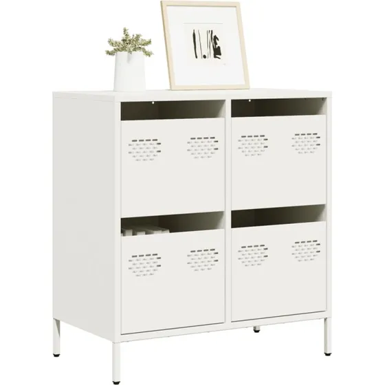 vidaXL Skab 68x39x73,5 cm Koldvalset Stål Hvid