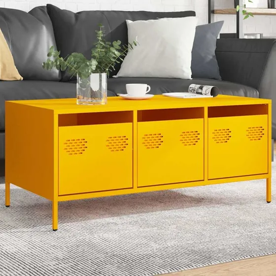 vidaXL sofabord 101,5x50x43,5 cm koldvalset stål sennepsgul