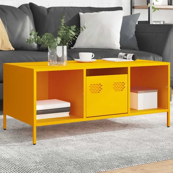 vidaXL sofabord 101,5x50x43,5 cm koldvalset stål sennepsgul