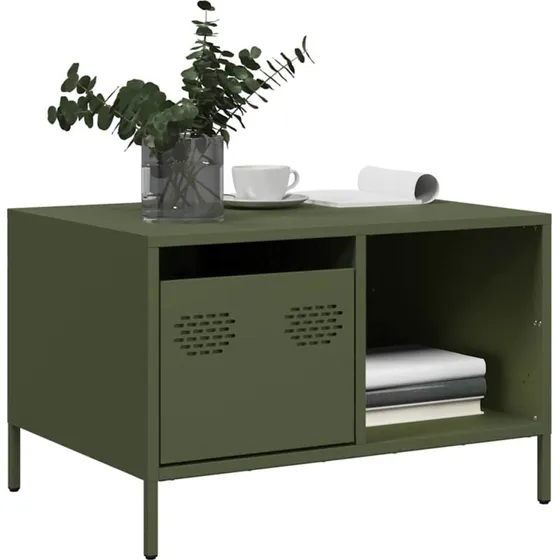 vidaXL sofabord 68,5x50x43,5 cm koldvalset stål olivengrøn