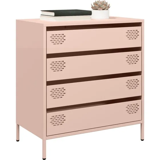 vidaXL Skab 68x39x73,5 cm koldvalset stål lyserød