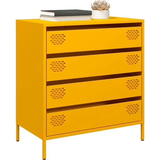vidaXL skab 68x39x73,5 cm koldvalset stål sennepsgul