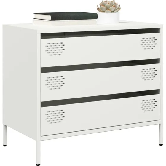 vidaXL Skab 68x39x58,5 cm koldvalset stål hvid