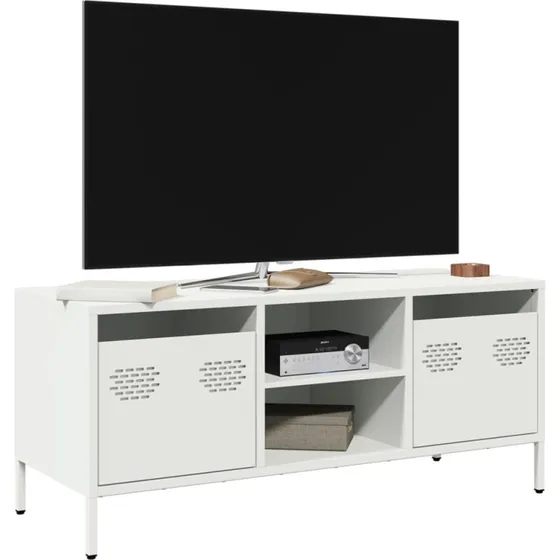 vidaXL tv-bord 101,5x39x43,5 cm koldvalset stål hvid