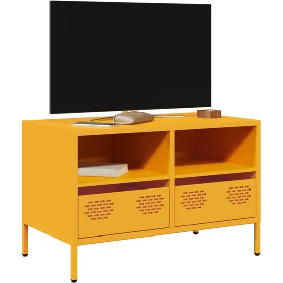 vidaXL tv-bord 68x39x43,5 cm koldvalset stål sennepsgul