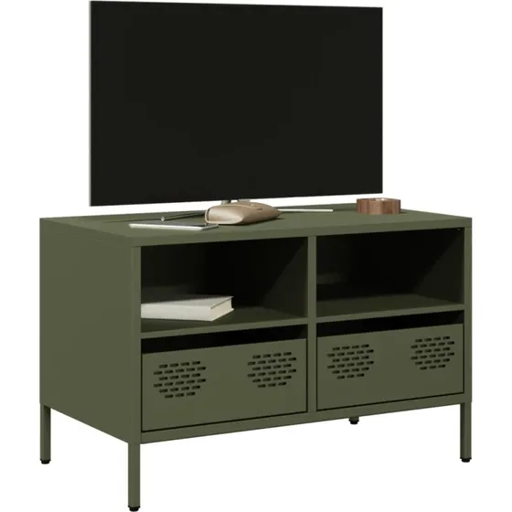 vidaXL tv-bord 68x39x43,5 cm koldvalset stål olivengrøn