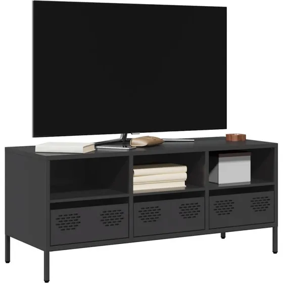 vidaXL tv-bord 101,5x39x43,5 cm koldvalset stål sort