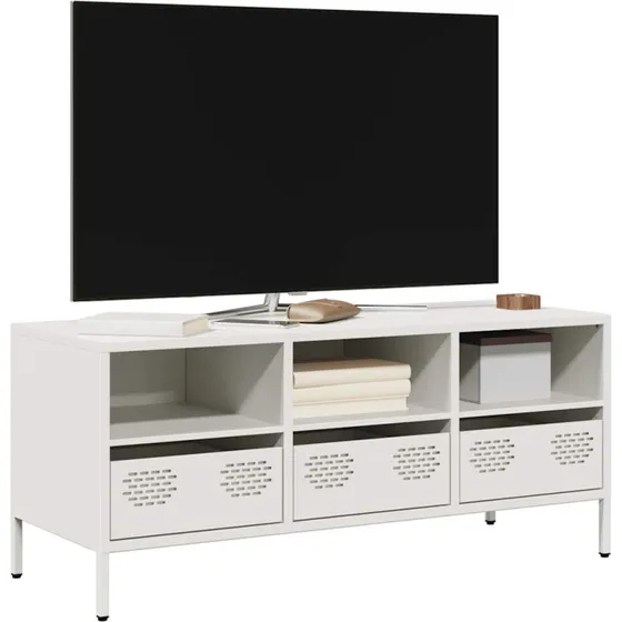 vidaXL tv-bord 101,5x39x43,5 cm koldvalset stål hvid