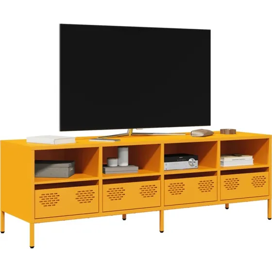 vidaXL tv-bord 135x39x43,5 cm koldvalset stål sennepsgul