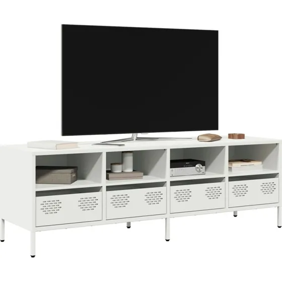 vidaXL tv-bord 135x39x43,5 cm koldvalset stål hvid