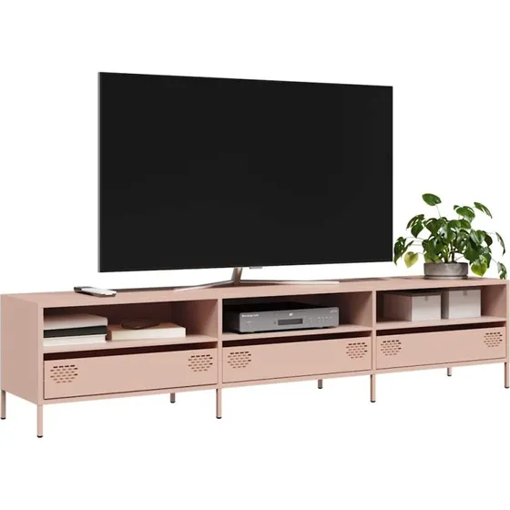 vidaXL tv-bord 202x39x43,5 cm koldvalset stål lyserød