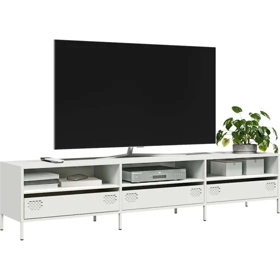 vidaXL tv-bord 202x39x43,5 cm koldvalset stål hvid