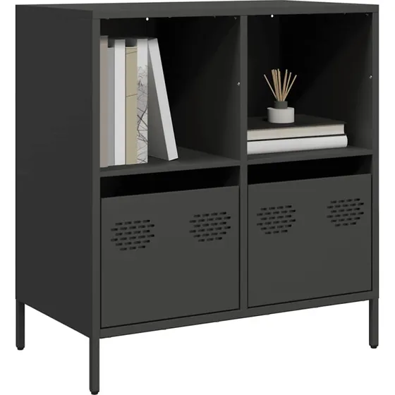 vidaXL Skænk 68x39x73,5 cm Koldvalset Stål Sort