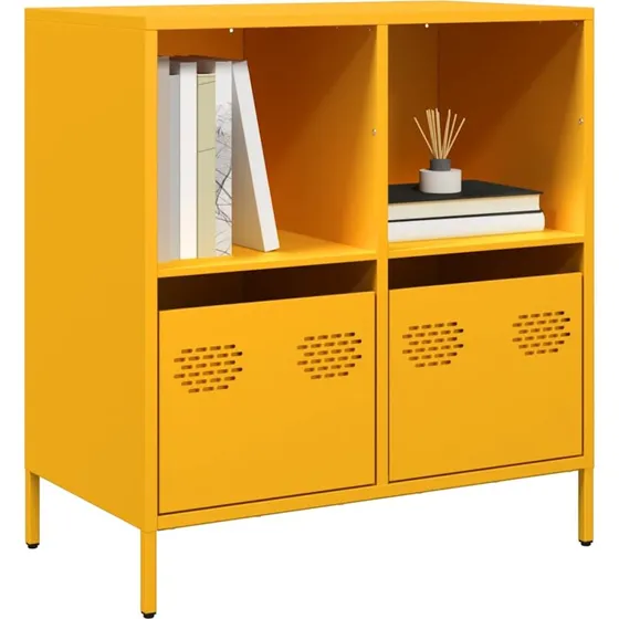 vidaXL Skab 68x39x73,5 cm Koldvalset Stål Sennepsgul