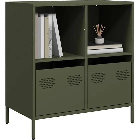 vidaXL skab 68x39x73,5 cm koldvalset stål olivengrøn