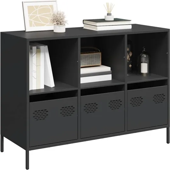 vidaXL Skænk 101,5x39x73,5 cm Koldvalset Stål Sort