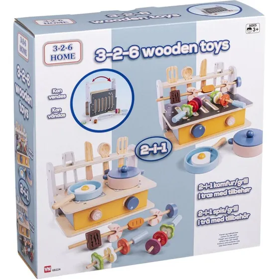 3-2-6 Trækomfur og Grill 2-i-1 med tilbehør