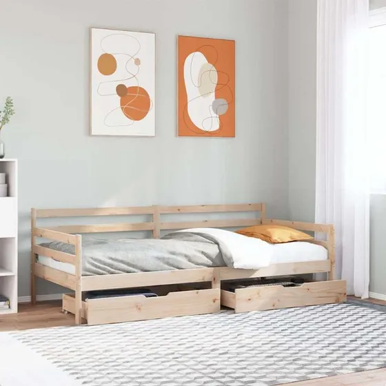 vidaXL Daybed med Skuffer 90x190 cm, Massivt Fyrretræ