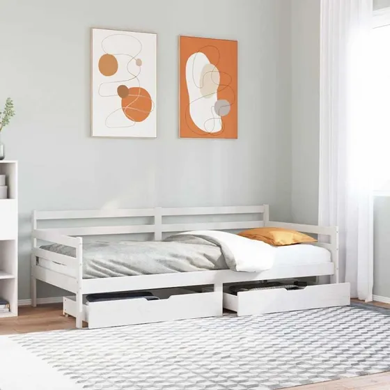 vidaXL Daybed med Skuffer 90x200 cm, Massivt Fyrretræ